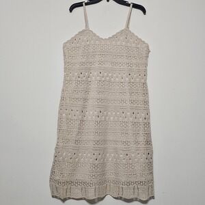 Festival Women Dress Large Beige Sweetheart Mini Crochet Sleeveless New 281